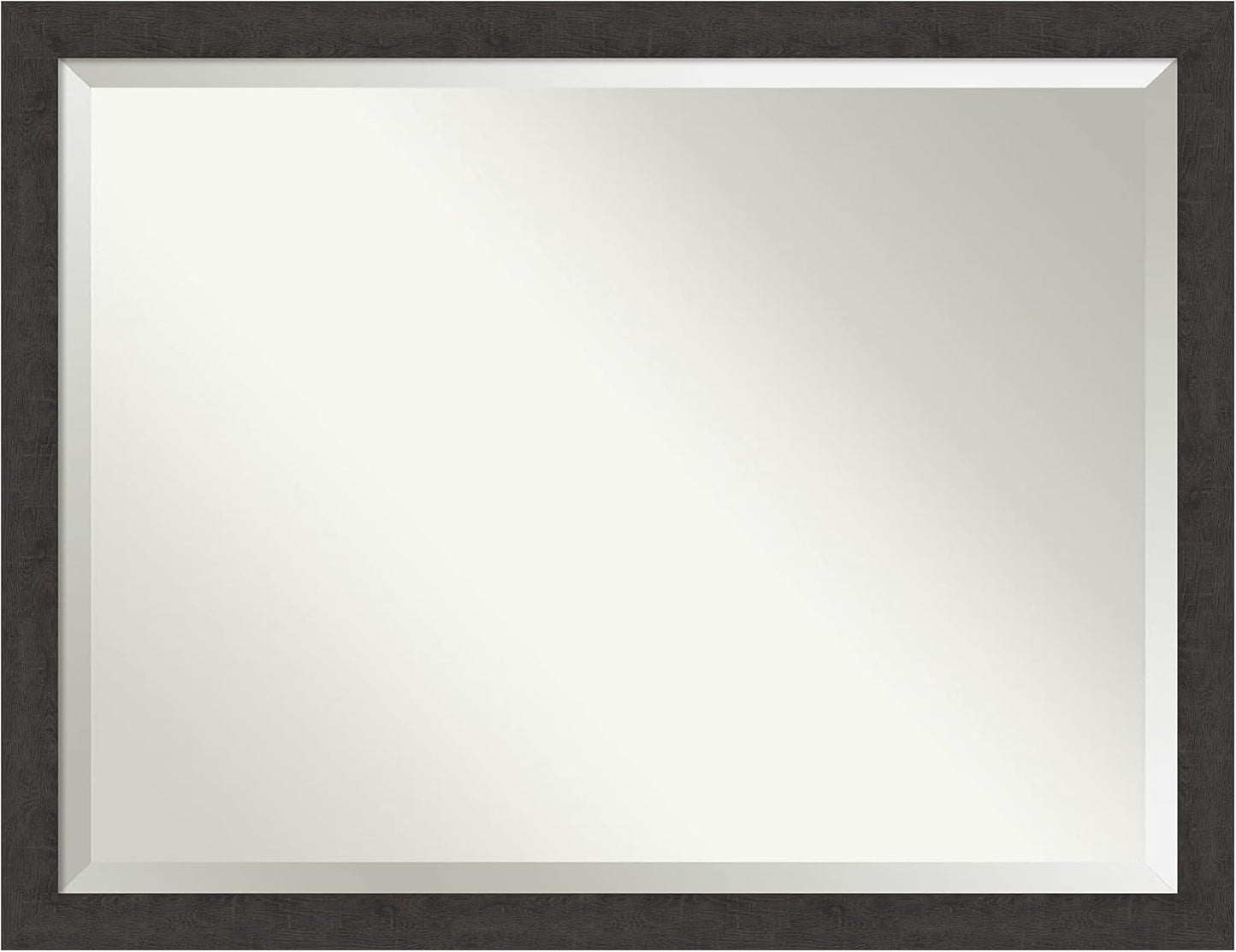 Amanti Art Brown Wall Mirror 34x44 Rustic Plank Espresso Narrow Rectangle Bathroom Mirror for Wall Decor Living Room, X-Large Rustic Farmhouse Frame, Hangs Horizonally and Vertically, Bathroom Decor