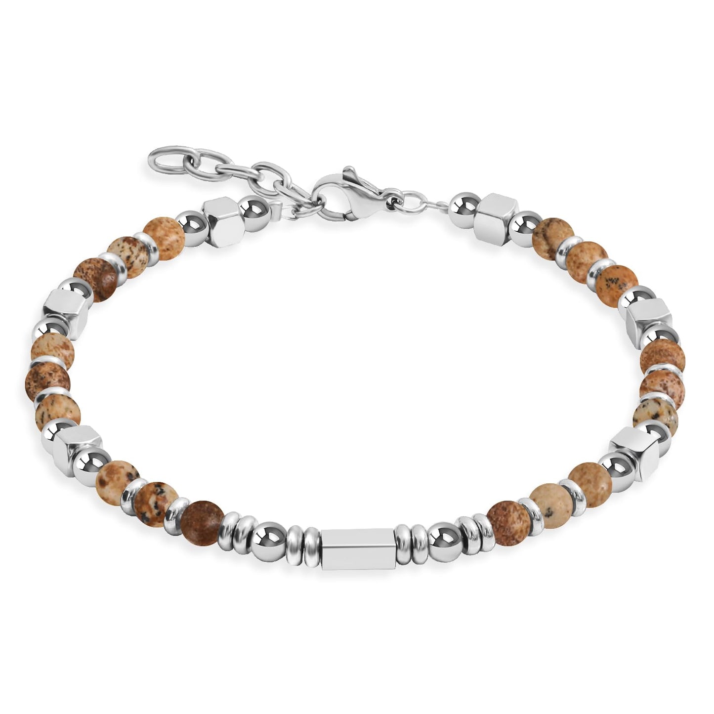Stainless Steel Stone Adjustable Boho Stackable Womens Beaded Bracelets for Women Trendy Jewelry Stack Cute Health Dainty Waterproof Woman Ladies Colorful Bangle Women's Silver Link Bracelets for Women Non Tarnish A Bohemian Charm Silver Bead Bracelet for