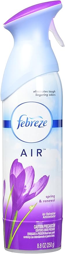 Febreze Air Freshener Spray, Spring & Renewal Scent, Odor Eliminator for Strong Odors, 8.8 oz (Pack of 6)