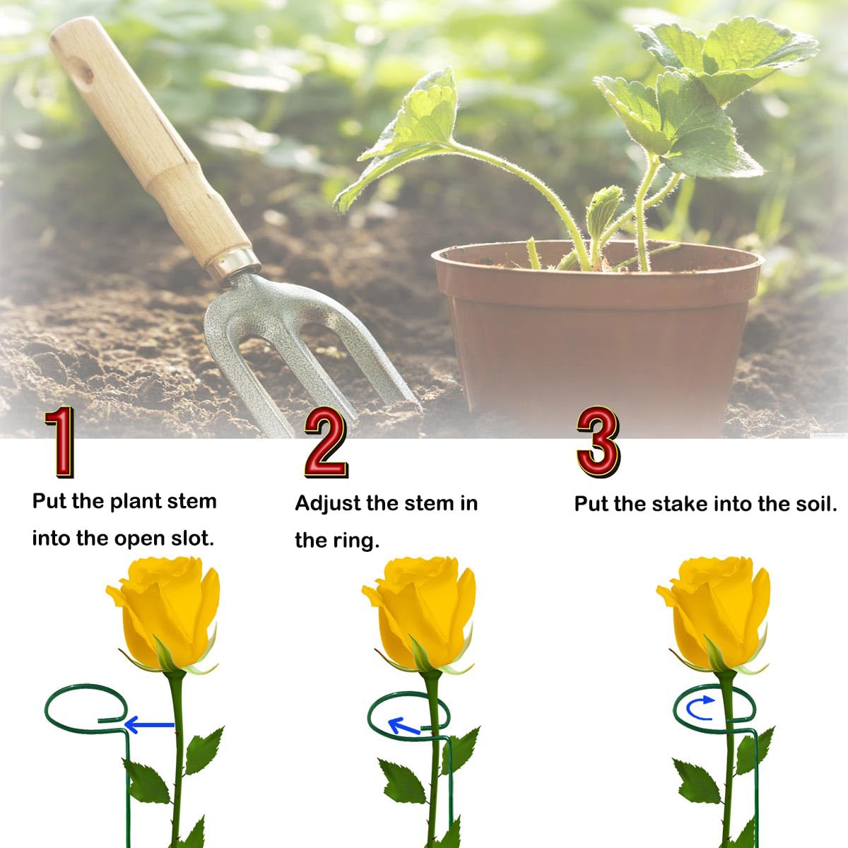 20 Pieces 16 inch Green Single Stem Plant Stakes Garden Plant Support Rings Flower Support Hoops Prop for Amaryllis Orchid Lily Rose Peony Gladiolus