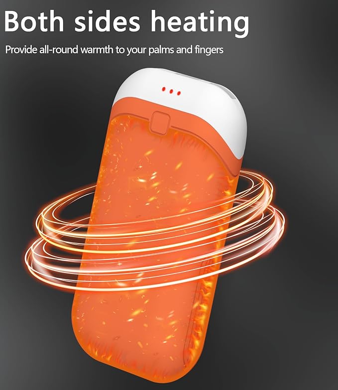 Hand Warmers Rechargeable [Equipped with Heat-conducting Silicone][Double-Sided Heating] [Shockproof] Suitable Skiing for Golf Hunting Hiking Outdoor Camping (Orange, 5000mAh X2)