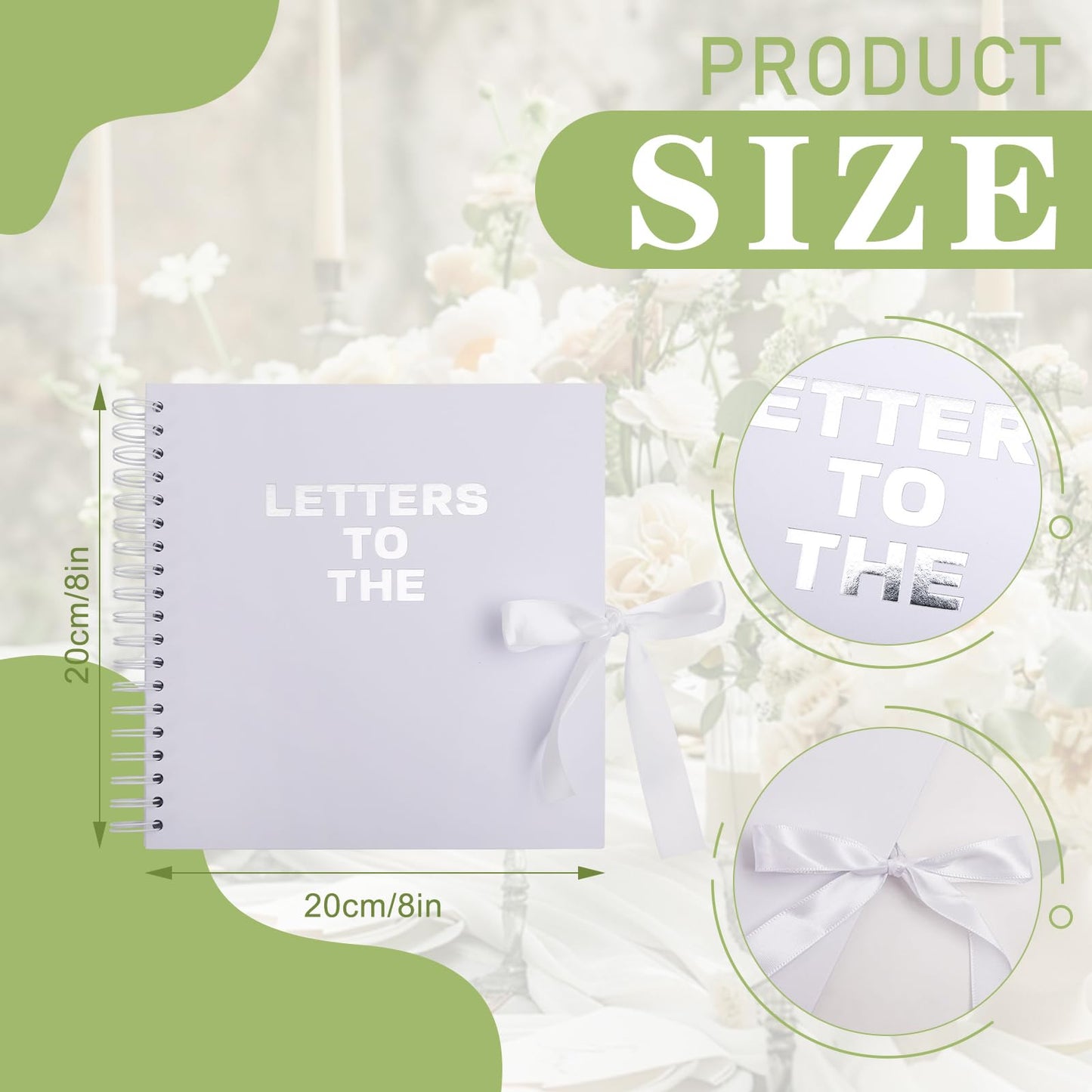 BINBE 8 x 8 Inch Letters to The Bride Scrapbook Kit DIY Blank Paper Scrapbook Photo Album Wedding Memory Book Bridal Guest Book Sign with Pearl Stickers, Letter Patches, Bows White