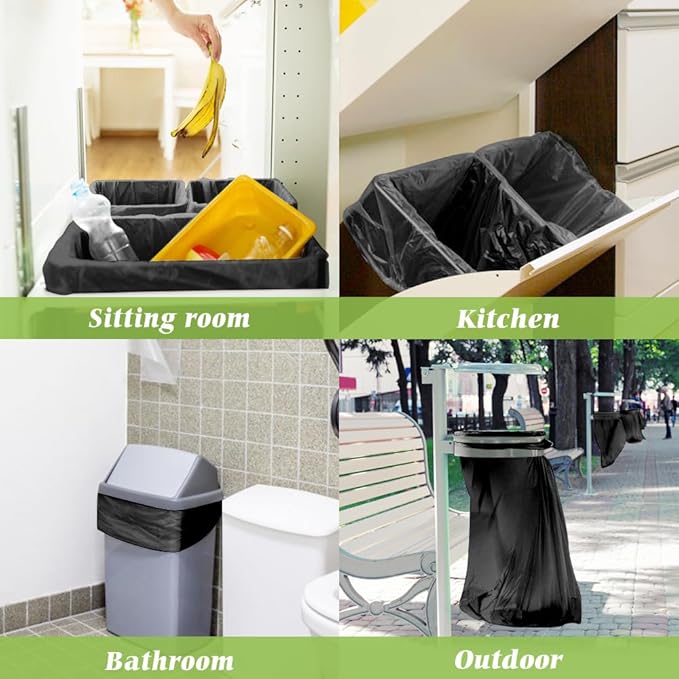 30-33 Gallon 48 Counts Large Black Trash Bags All Purpose Garbage Bags by Teivio, Large Trash Can Liners for Home, Kitchen, Office, Light Residential or Commercial Waste, Outdoor Lawn and Leaf Bags