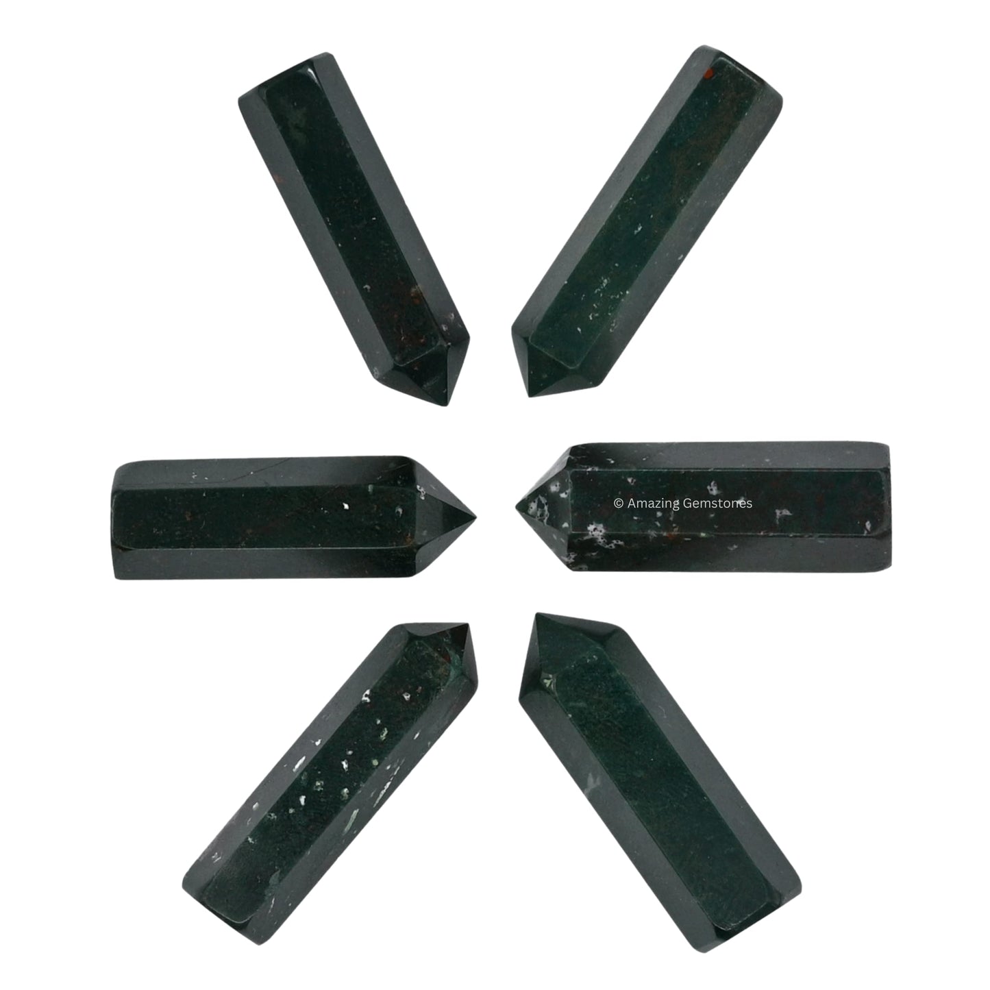 Amazing Gemstone Bloodstone Crystal Points Bulk Healing Crystals and Stones - Pack of 3 Single Terminated Healing Wand Point Bulk Crystals for Crafts, Crystal Grid, DIY Work - Premium Crystals