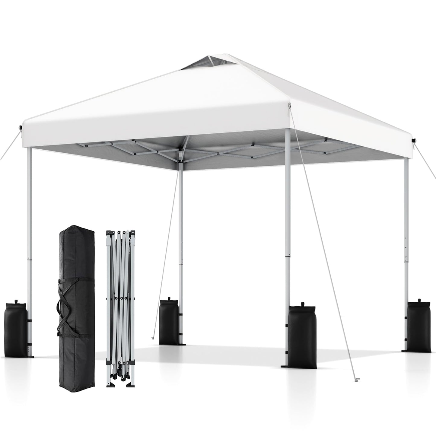SANWAY 10x10 Pop Up Canopy Tent, One Push Setup, Heavy Duty Portable for Beach Camping Parties with Vents - Snow White