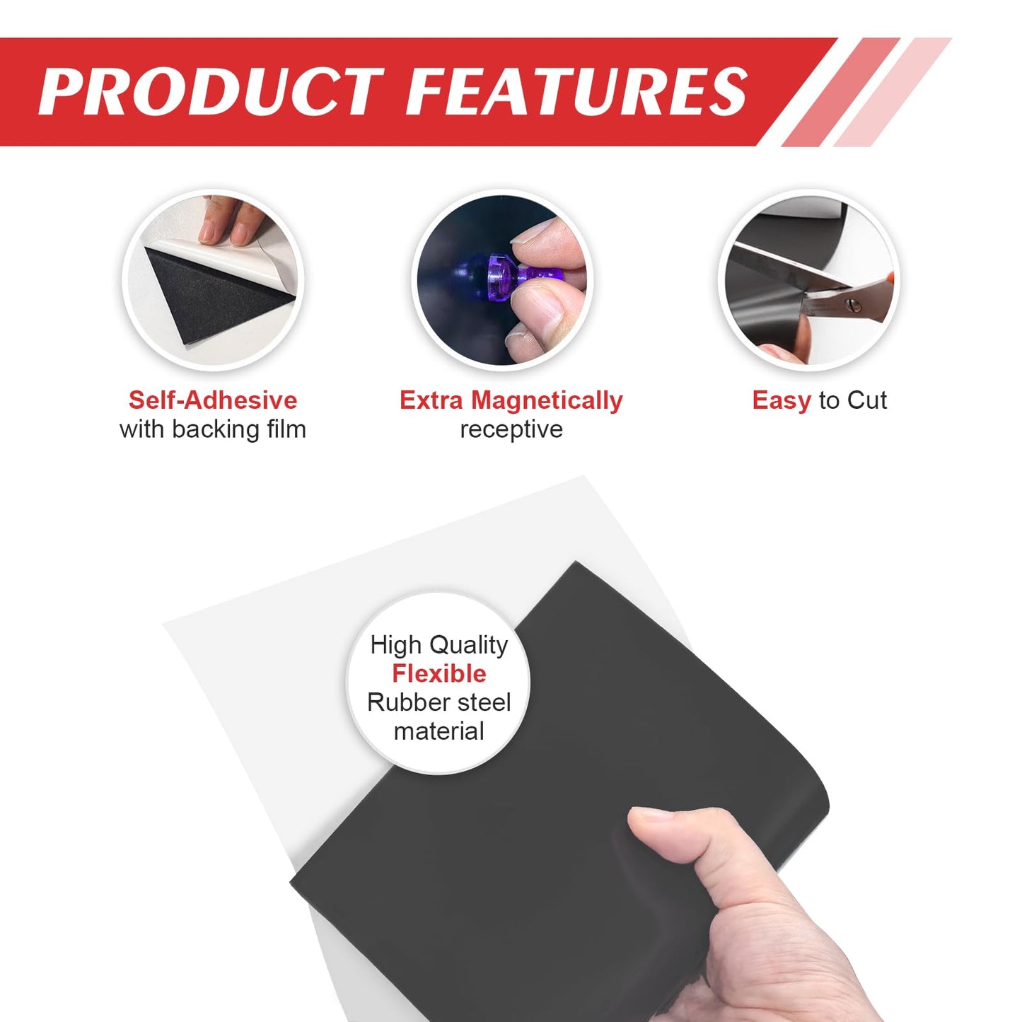 Thaibear Metal Sheets for Magnets, 6 Pack Magnetic Receptive Sheeting with Adhesive Backing, 8.5"x12", 30 Mil Thick, Flexible Rubber Sheet Iron for Craft and Magnetic Miniatures Storage