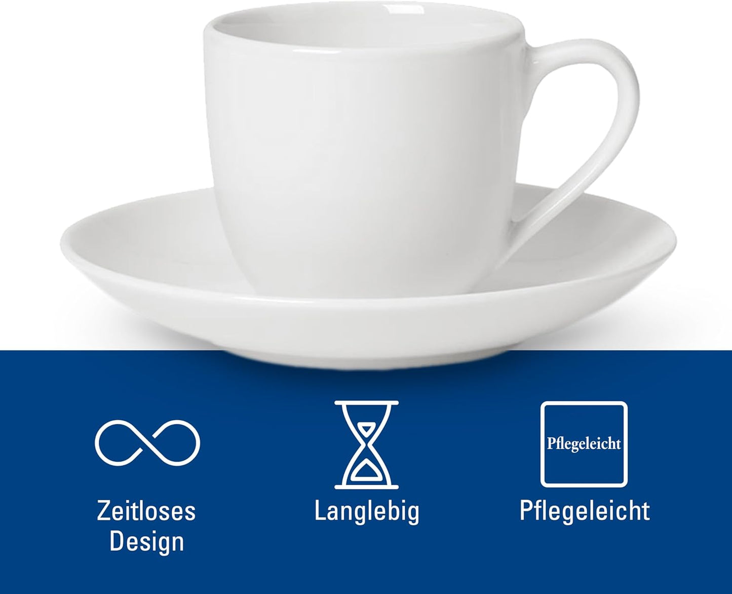 Villeroy & Boch For Me Espresso Cup & Saucer : Set of 2, Premium Porcelain, White