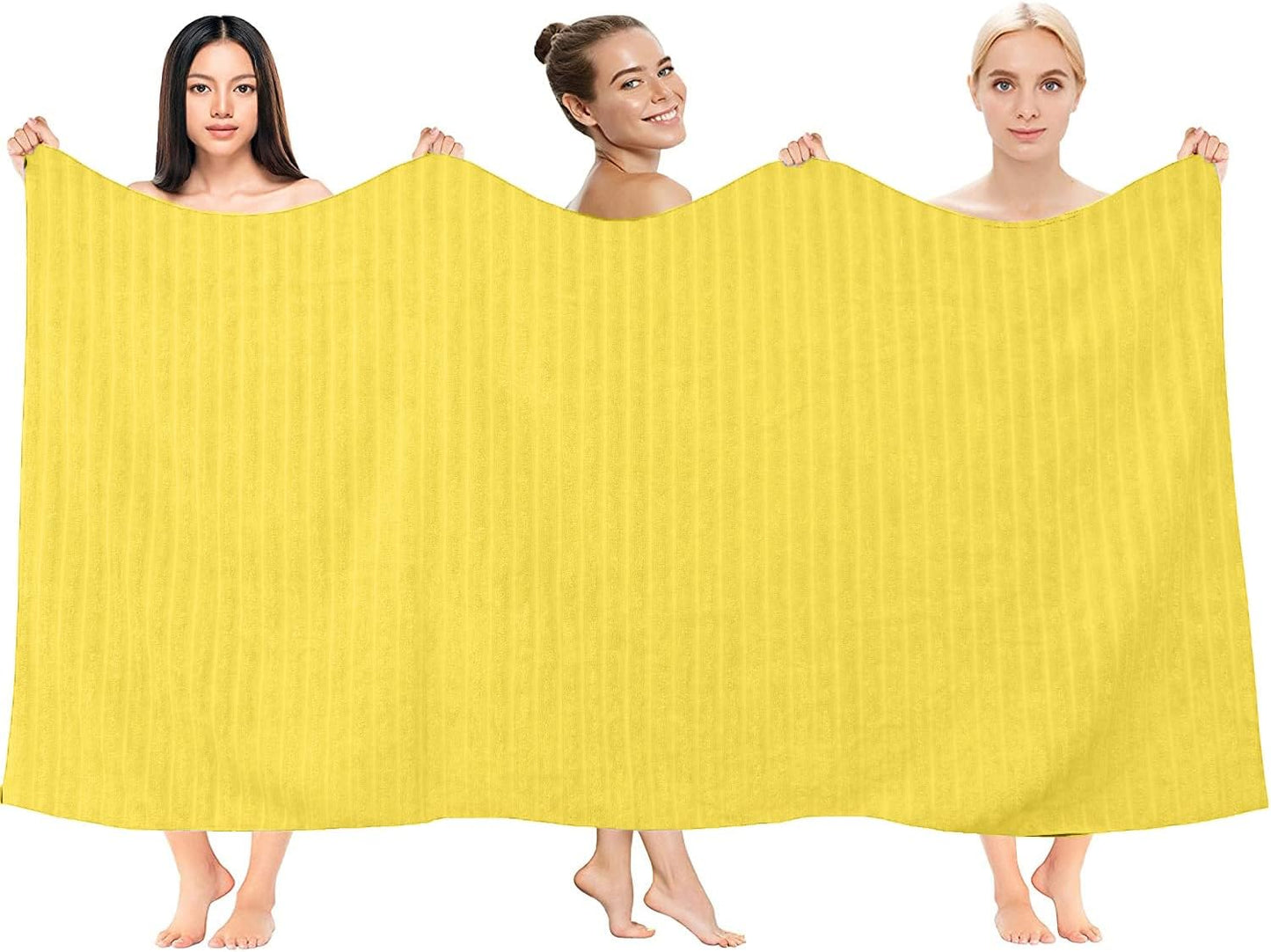 DAN RIVER Pack of 2 Bath Sheet 35x70 Inches, Ribbed Large Bath Towels Oversized for Adults, Soft and Absorbent Hotel Towels - Yellow