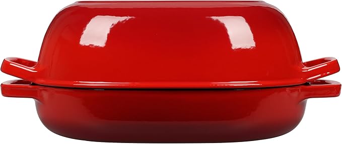 Enameled Cast Iron Oval Dutch Oven Pot with Lid, Dutch Oven for Sourdough Bread Baking, Oval Bread Pan, Bread Oven, Bread Dutch Oven, 7qt, Red