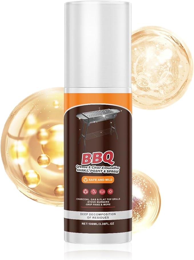 Grill Cleaner - Powerful 100ml Degreaser for BBQ Grates & Racks, Lightweight Kitchen Cleaning Tool, Easy Spray Design, Premium Grease for Iron Plate Baking Tray Dish Counter Pot Pan Outdoor