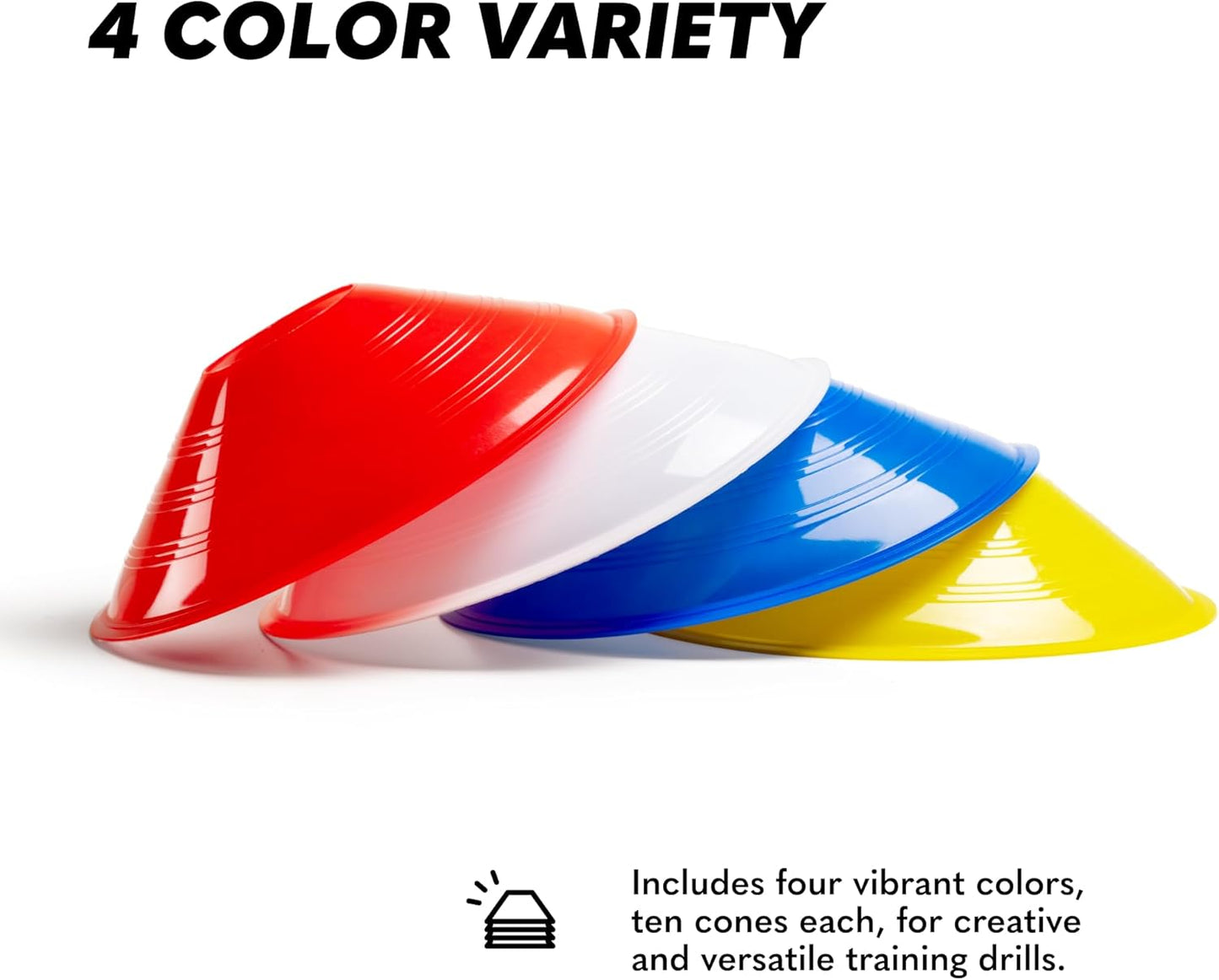 GSi Sports Cones | 40 Pack Training Cones with Strap for Agility Drills, Soccer, and Sports Practice and Shapes