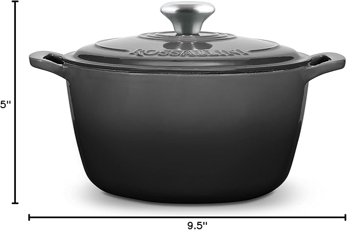 Signature Enameled Cast Iron Dutch Oven, Non-Stick Serving Pot with Tight Fitting Lid for Perfect Roasting, Baking, Sauteing, and Bread Making | 5.5Q (5.2L) - Oyster Grey