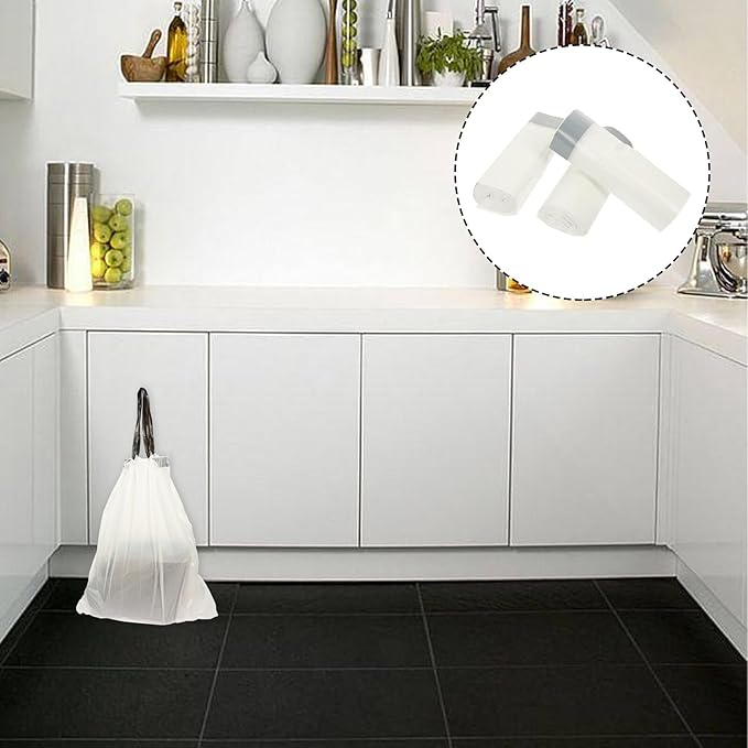 DOITOOL 60Pcs Thick Drawstring Trash Bags Garbage Pouches with Material Disposable Rubbish Bags for Kitchen and Home Use