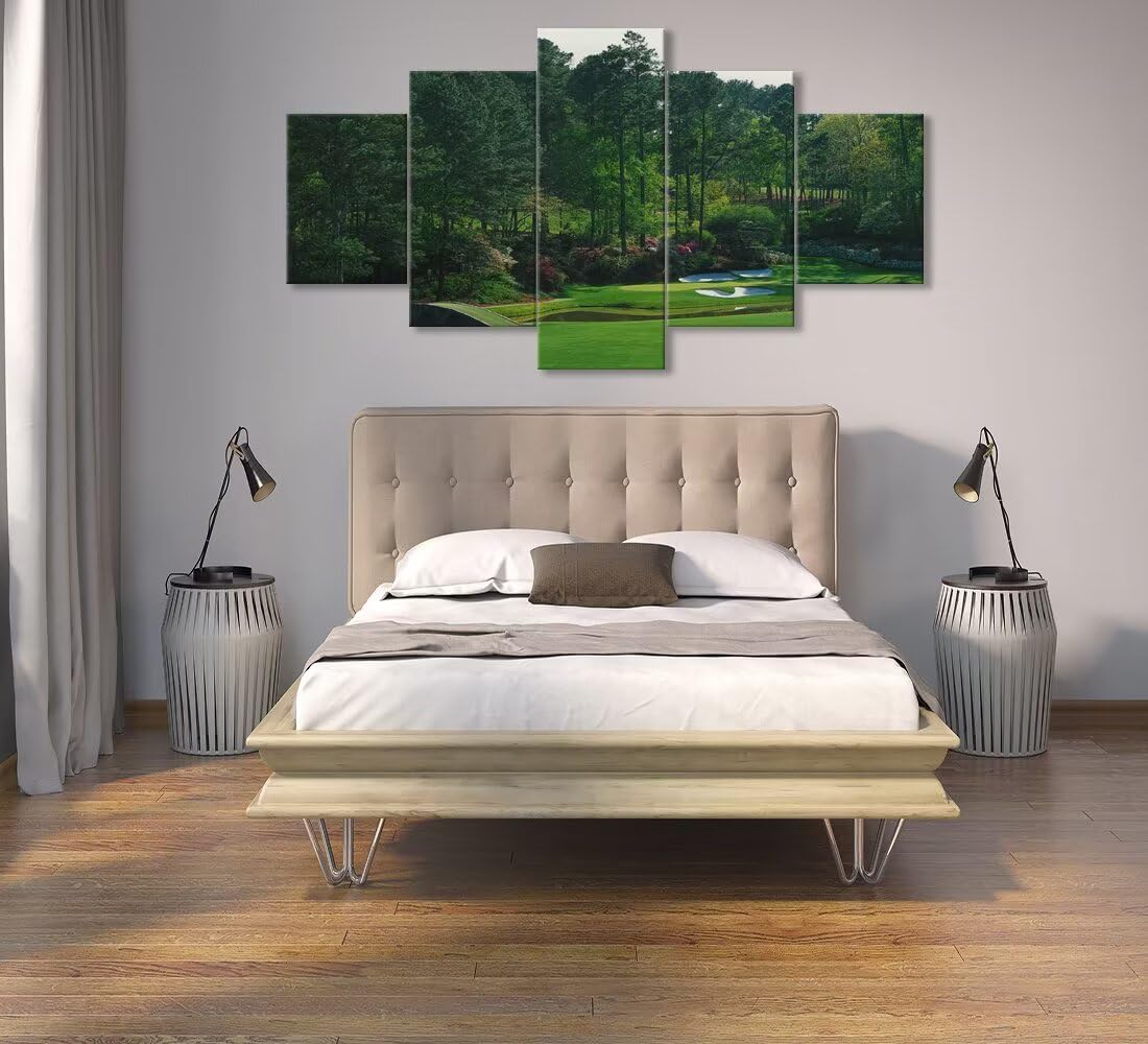 chenchenArt Augusta National Golf Course Wall Art for Living Room Bedroom Bathroom Home Decorations Augusta Golf Course Pictures Canvas Prints Framed Ready to Hang(60''W x 32''H)