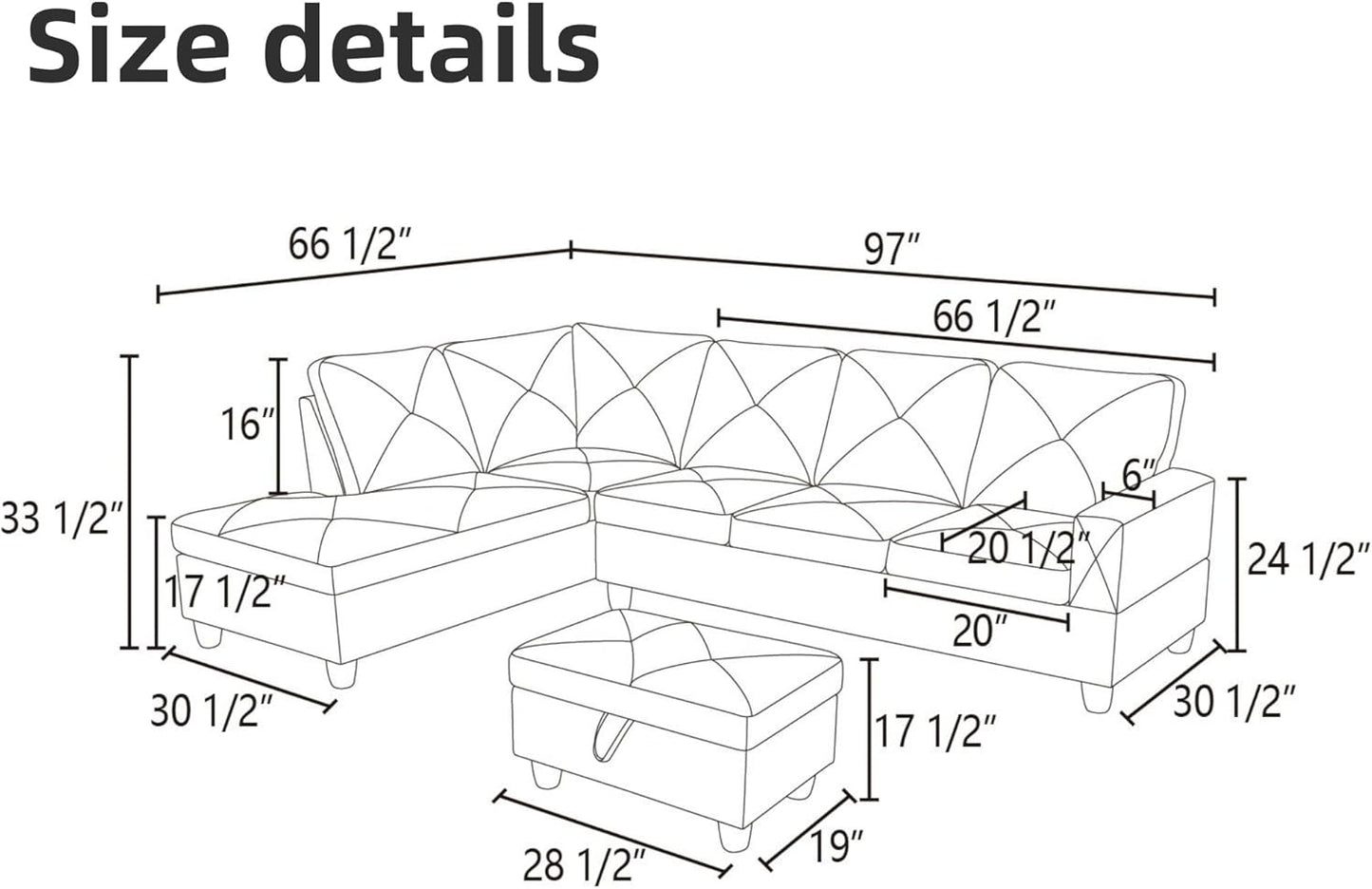 Leather Sectional Couch, Modern L Shaped Couches for Living Room, Comfy 4 Seat Modular Sectional Sofa with Ottoman Storage for Bedroom Apartment, Red