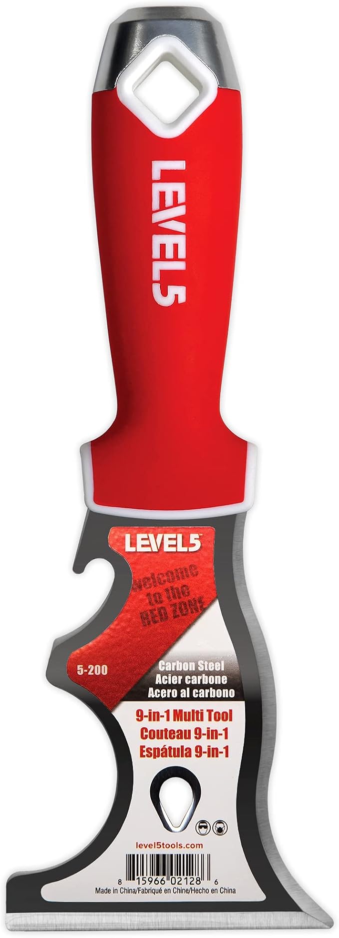 9-In-1 Painter’s Tool - LEVEL5 | Multi-Use Knife, Hardened Carbon Steel | Metal Hammer End | Pro-Grade Finishing Tools | 5-200