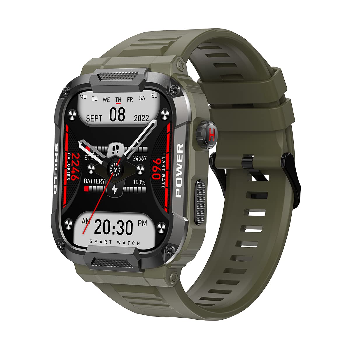 Yoimjoyfun Mens Smartwatch, 1.85-Inch Large Display, Android-Enabled Smart Fitness Watch, Takes And Makes Calls (Green)