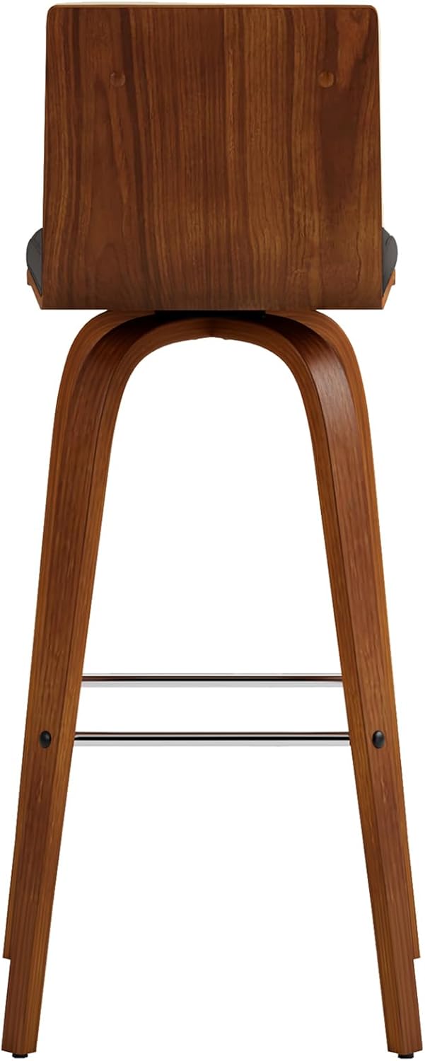 Vienna 30" Swivel Bar Stool in Walnut Wood Finish with Gray Faux Leather - Set of 4
