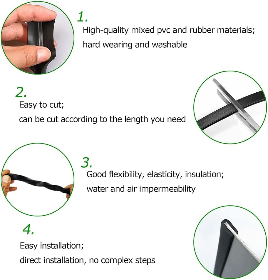 Rubber Edge Trim Black, U Channel PVC Plastic, Metal Sharp Edge Protector Fit for 0.09", Length 10 Feet (3.05 Meter)