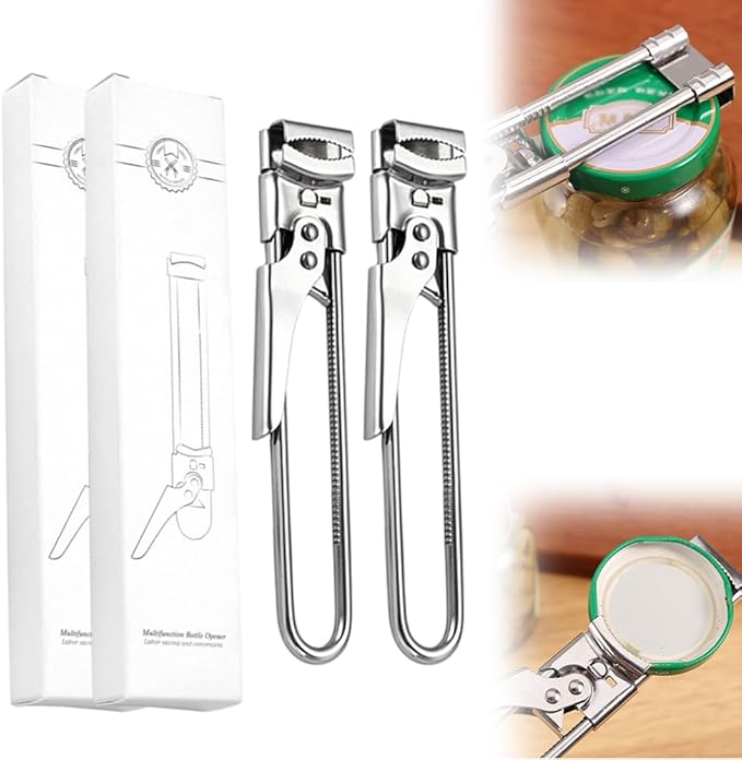 Jar Opener for Weak Hands, 2026 Upgraded Stainless Steel Adjustable Jar Lid Opener, Multifunctional Can Opener Kitchen Accessories, Easy Grip Lid Opener Kitchen Tool (2, Medium)