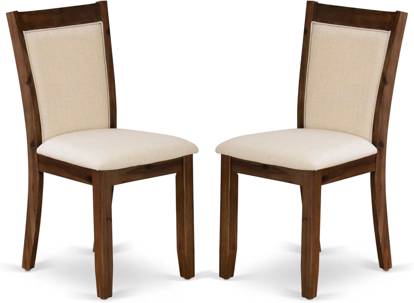 East West Furniture V777MZN32-7 7 Piece Dining Room Table Set Consist of a Rectangle Dining Table with V-Legs and 6 Light Beige Linen Fabric Upholstered Chairs, 40x72 Inch, Multi-Color