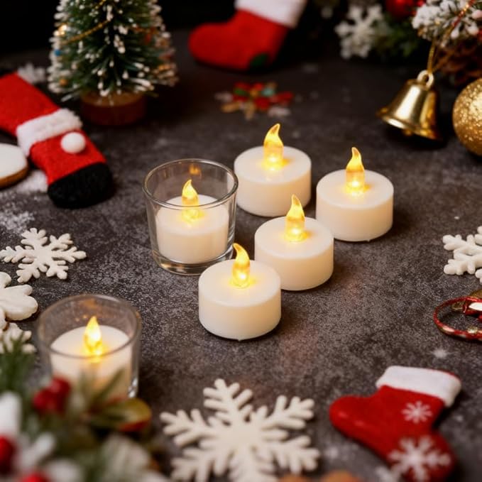 YIWER Tea Lights LED Tea Light Candles 200 Hours Pack of 200 Realistic Flickering Bulb Battery Operated Tea Lights for Seasonal Festival Celebration Electric Fake Candle in Warm Yellow(2 * 100)