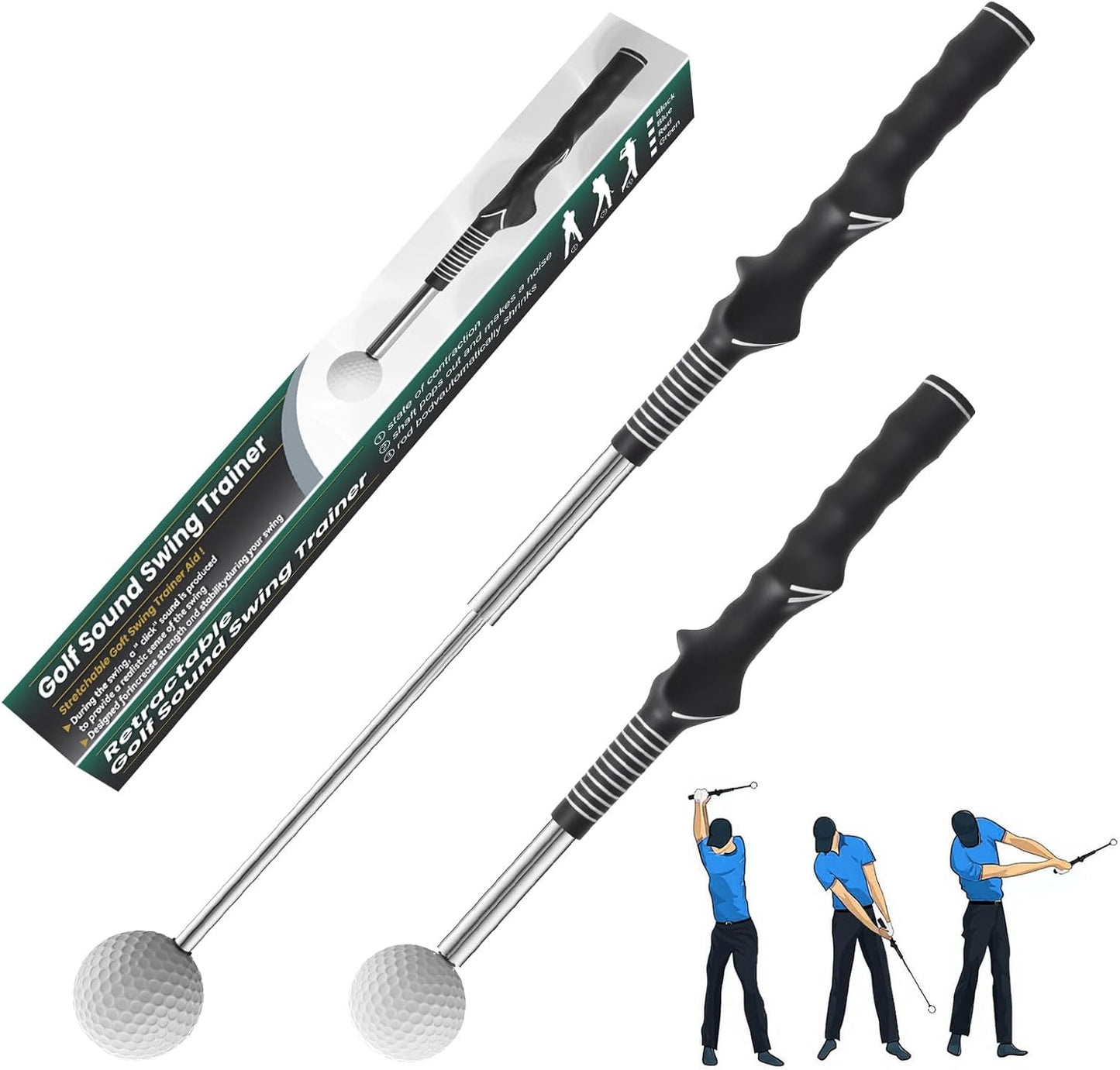Retractable Golf Swing Trainer,Warm-Up Golf Training Aid,Golf Grip Trainer,Right-Handed Strength & Tempo Training for Chipping Hitting,Golf Accessories for Men