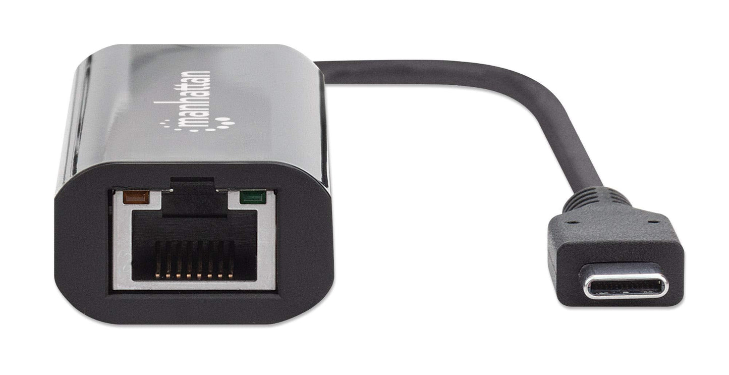 Manhattan Usb-C To 2.5Gbase-T Gigabit (10/100/1000 Mbps & 2.5 Gbps) Rj45 Network Adapter, Multi-Gigabit Ethernet, Black, Box