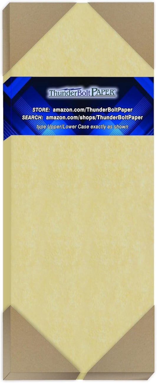 100 Gold Parchment 65lb Cover Paper Sheets 4.25 X 11 Inches Half Letter Size Cut Long - Cardstock Weight Colored Sheets - Printable Parchment Semblance