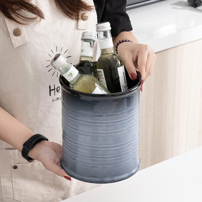 Nihow Kitchen Utensil Holder: 7.2 Inch Extra Large Ceramic Utensil Holder for Countertop - Stable Utensil Crock for Kitchen Counter Decor - Elegant Gray (1PC)