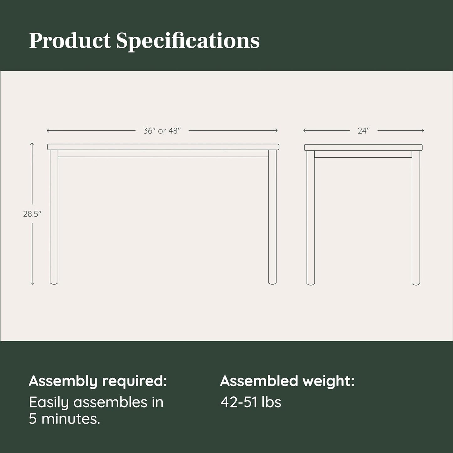 Branch Daily Desk - Functional at Home Office Desk with Effortless Assembly, Timeless Design, Rounded Corners, and Built-in Cable Notch - 36” W x 28.5” H x 24” D - Woodgrain Work Table