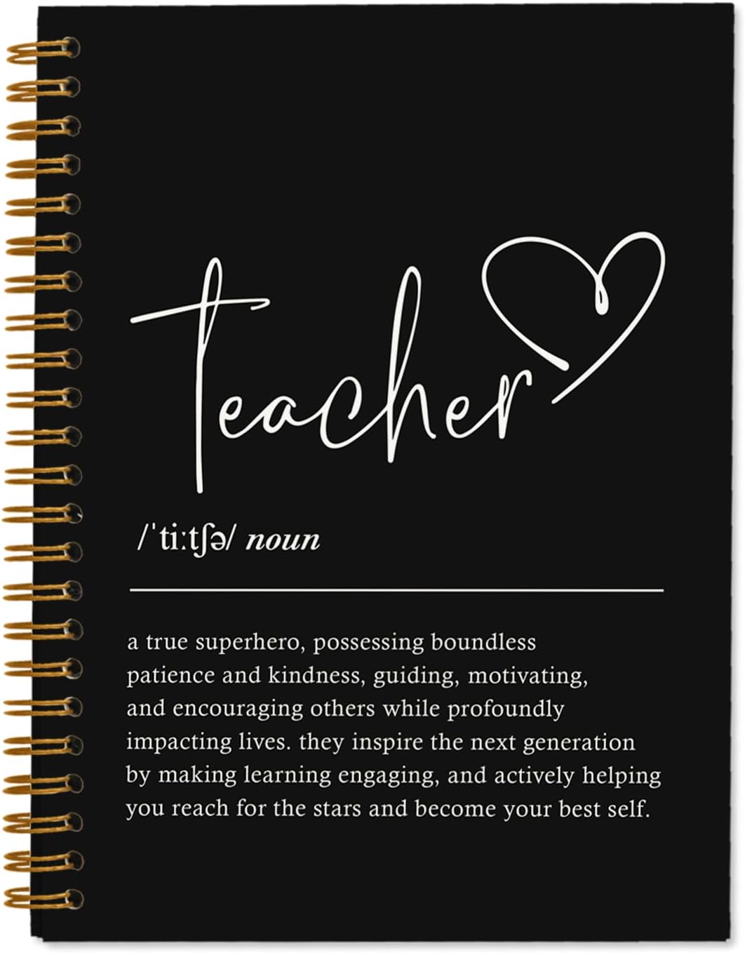 Black Teacher Appreciation Gifts Journal Notebook, Back To School Teacher Gifts for Women, Black Journaling Notebook School Supplies, Hardcover Lined Notebooks Spiral, 5.5x8.3