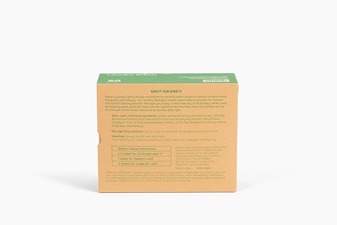 Sheets Laundry Club - Liquidless Laundry Detergent Sheets, 100 Loads - Fresh Linen Scent, Eco-Friendly, Quick-Dissolving Formula, Hypoallergenic, Septic Safe, Plastic-Free Packaging - 50 Sheets