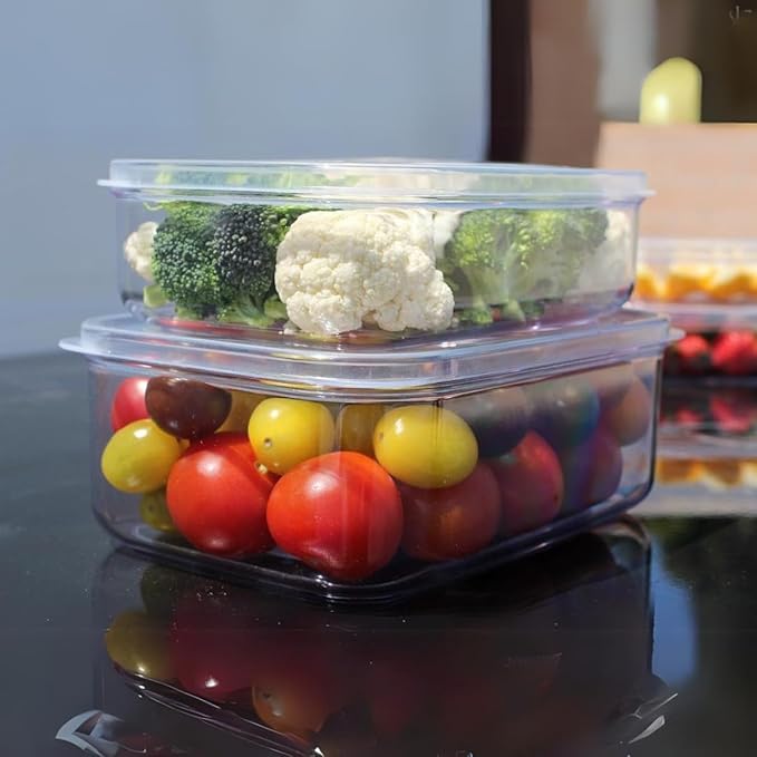 Lustroware 3 Set, Micro Clear Kitchen Pantry Food Storage Container Set with Lid, Shatterproof, BPA Free, Dishwasher, Microwave Safe Canister, Fridge Refrigerator Organizer (1.0qt / 1.4qt / 2.3qt)