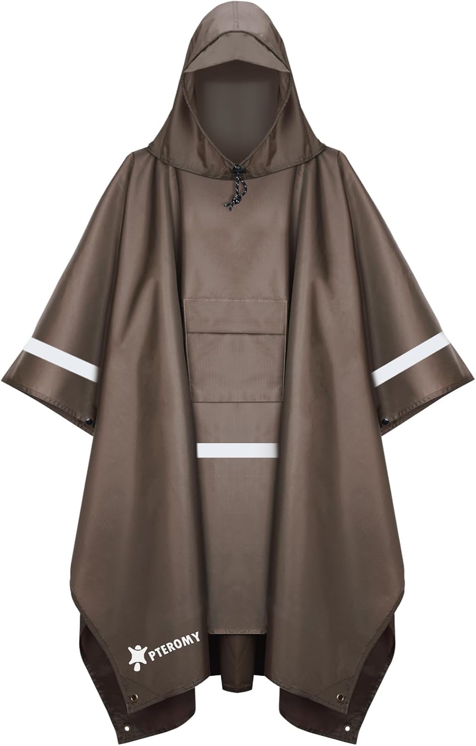 PTEROMY Hooded Rain Poncho for Adult with Pocket, Waterproof Lightweight Unisex Raincoat for Hiking Camping Emergency