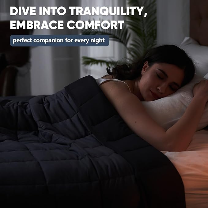 yescool Weighted Blanket for Adults (25 lbs, 60" x 80", Grey& Black) Cooling Heavy Blanket for Sleeping Perfect for 240-260 lbs, Queen Size Breathable Blanket with Premium Glass Bead, Machine Washable