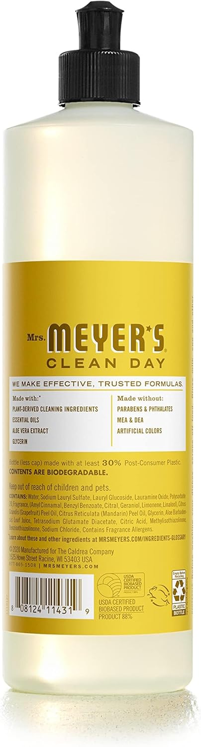 MRS. MEYER'S CLEAN DAY Liquid Dish Soap Daisy, 16 Fl Oz (Pack of 3)