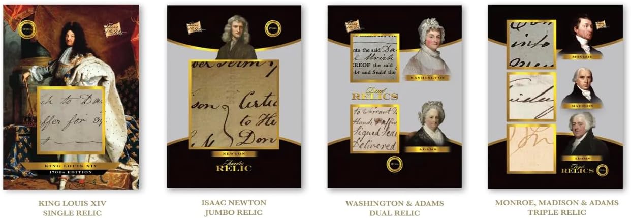 Pieces of the Past 2024 1700s Edition: Contains 4 Packs with 4 Cards Each- Total of 4 relic Hits- 100 Different relic Cards Featuring Historical Figures Like Beethoven and Washington