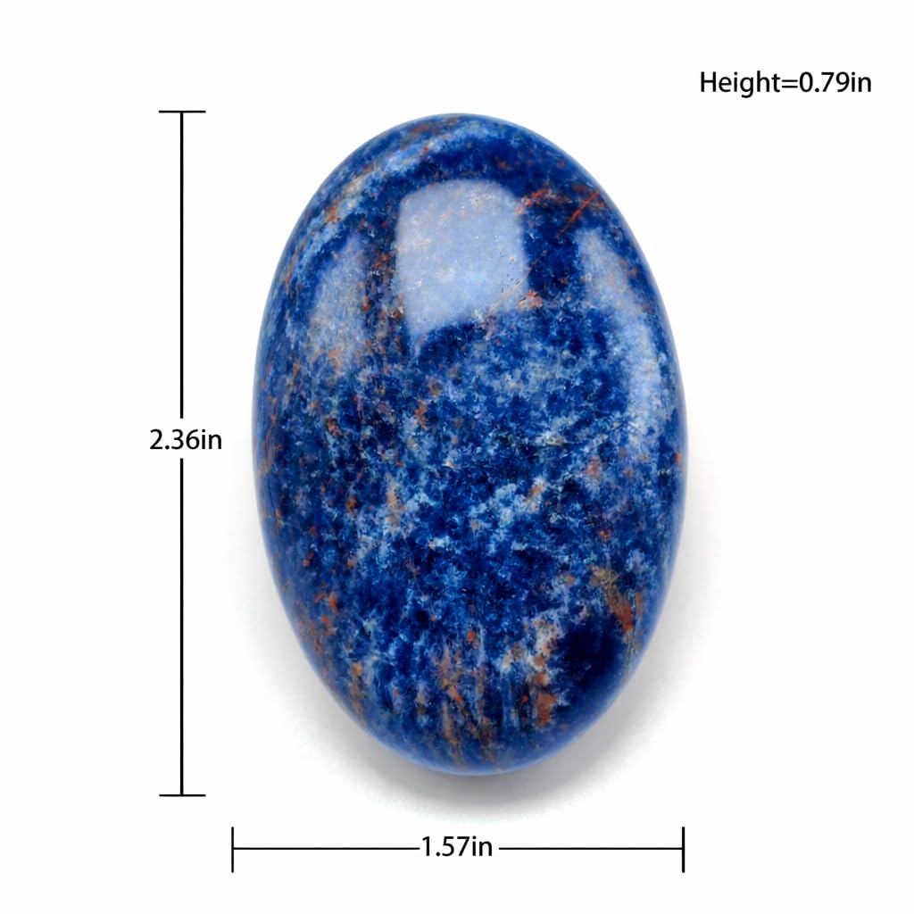 BEAUSIOO 2.4" Sodalite Palm Stone for Anxiety Relief, Healing Crystal for Meditation & Stress Relief, Polished Pocket Stone with Gift Box