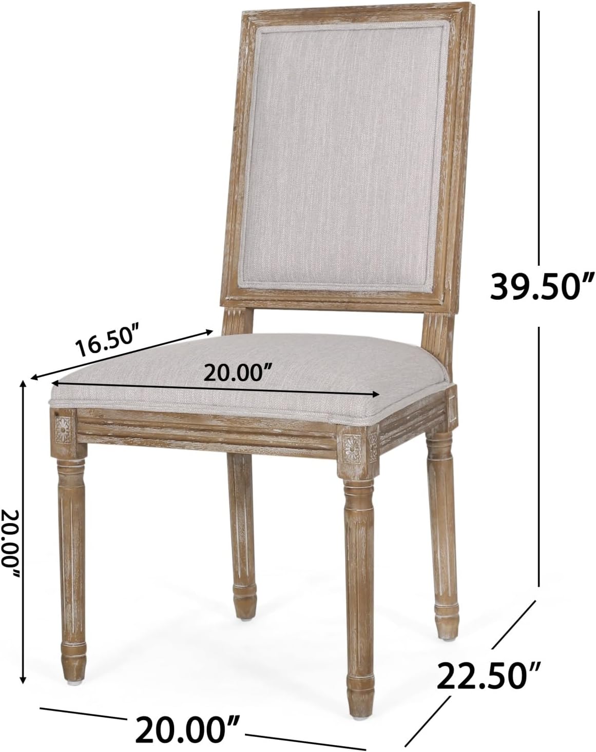 Merax Upholstered Solid Wood Dining Chairs Set of 2, French Country Style Accent Side Seating Furniture for Kitchen, Living Room, Cushioned Back, Light Grey