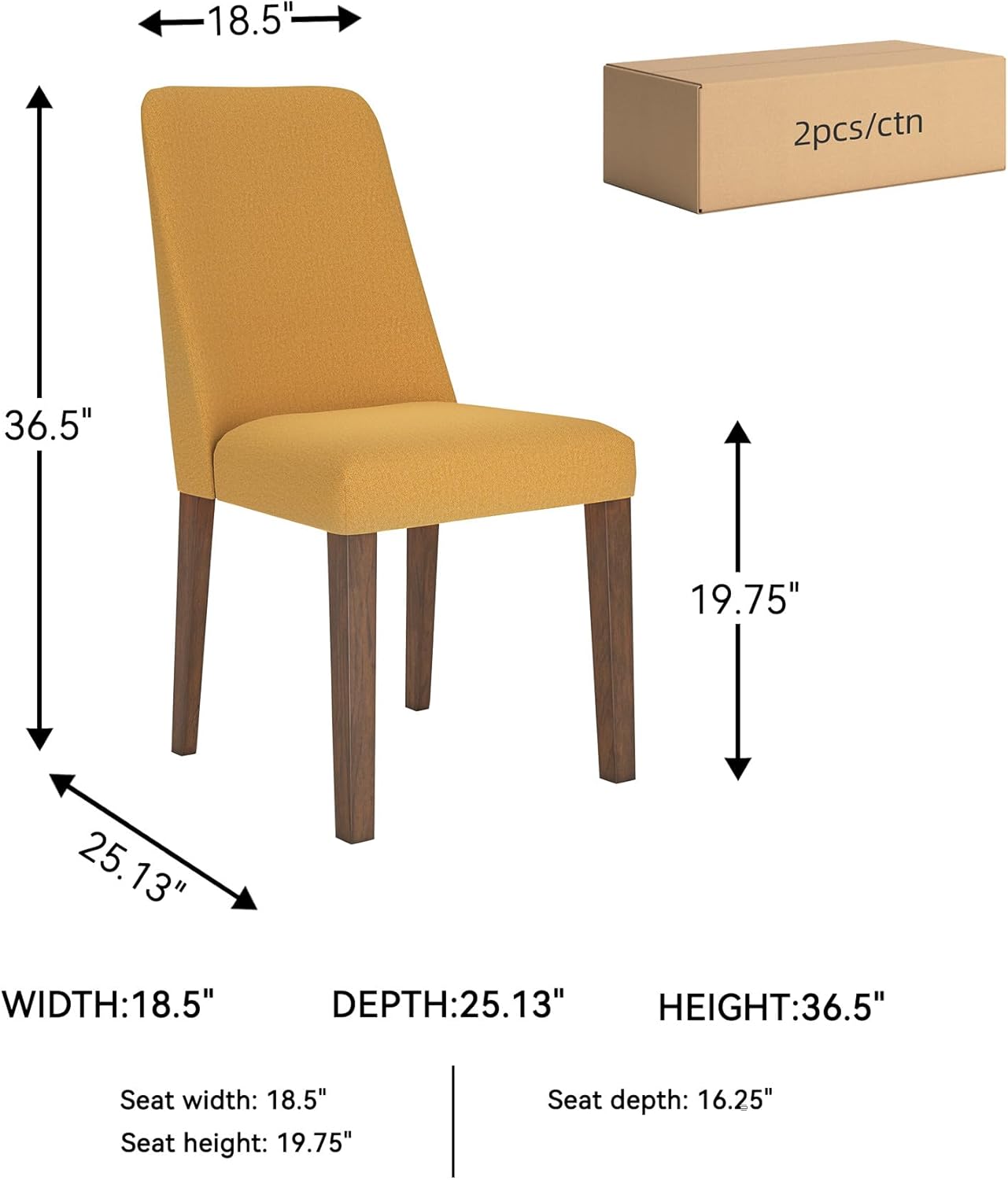 Signature Design by Ashley Lyncott Contemporary Dining Room Upholstered Side Chair with Foam Cushion, 2 Count, Yellow & Brown