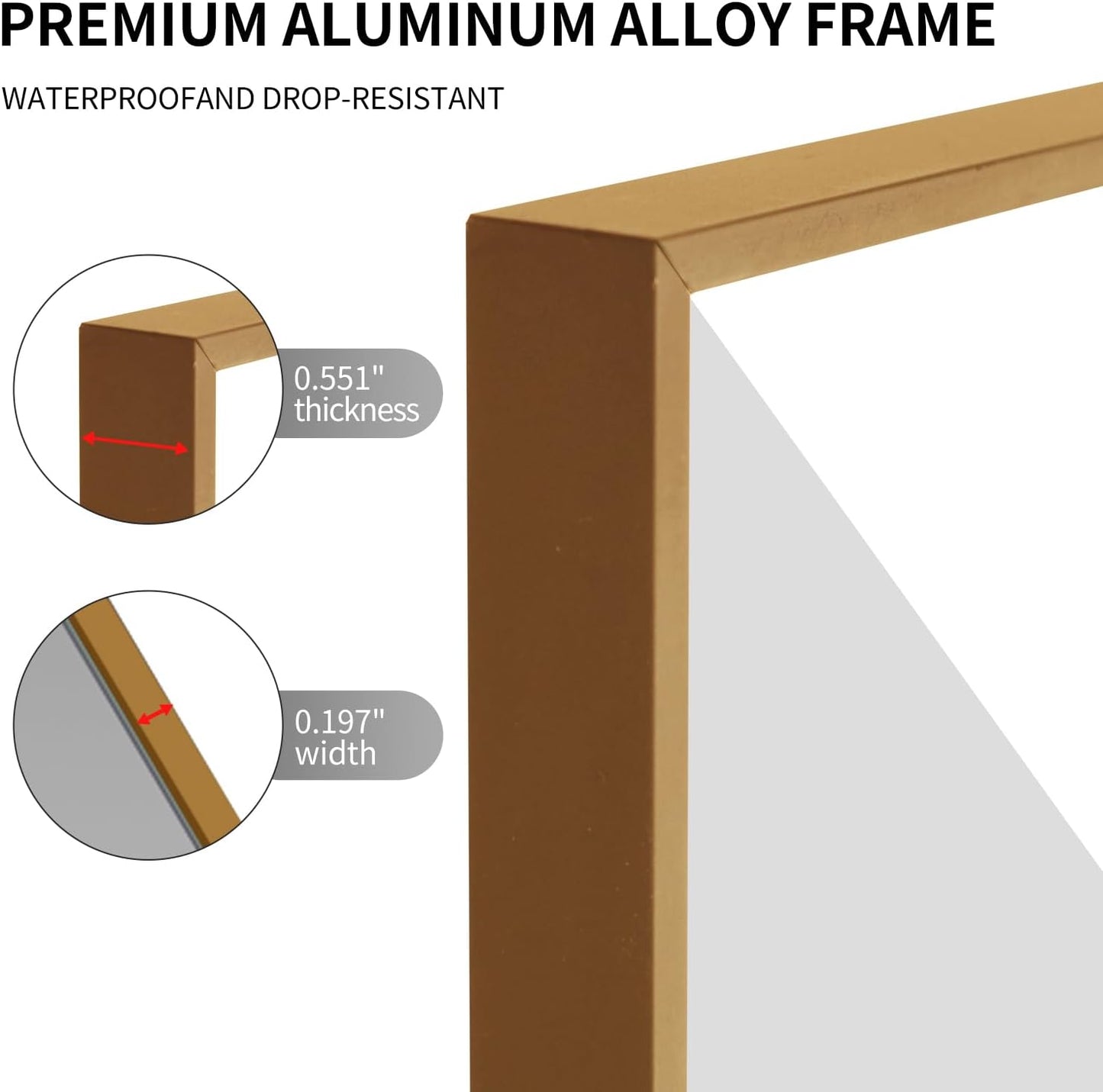 Golden Bathroom Mirror for Wall, Rectangle Mirrors with Metal Frame, Modern Vanity Wall Mirror Decor for Entryway Hangs, Bathroom Living Room Horizontal or Vertical (Golden, 48" L x 30" W)