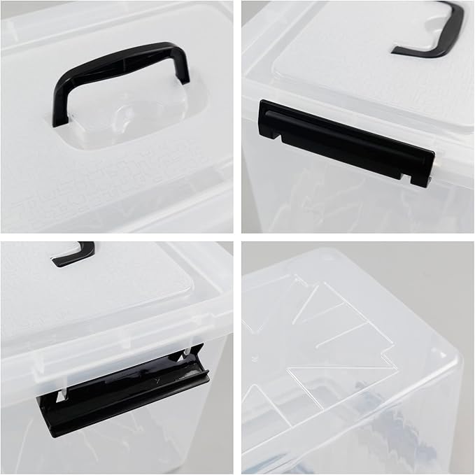 6-Pack 12 Quart Latching Box, Clear Storage Bins with Lids, Stackable Storage Containers for Home Pantry Office Organization