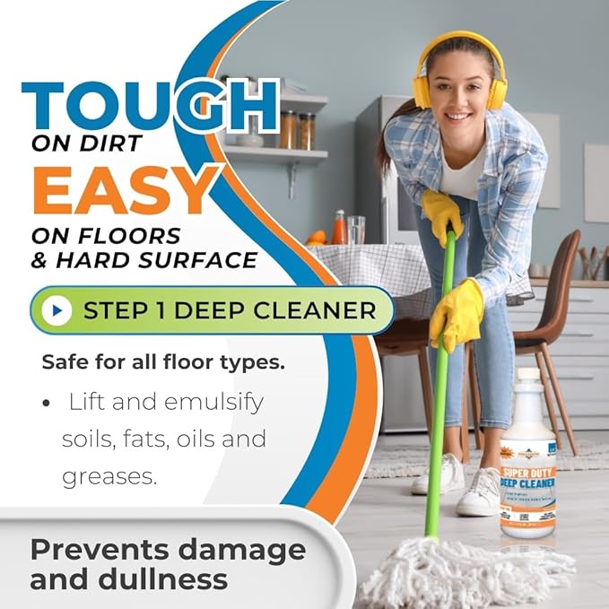 Super Duty Degreaser – Heavy Duty Tile & Grout Cleaner for Kitchens, Bathrooms & Floors – Removes Grease, Soap Scum & Deep Stains – Non-Corrosive Concentrate