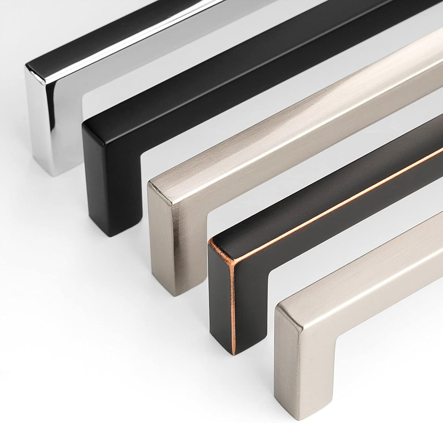 KOOFIZO Solid Square Bar Cabinet Handle - Chrome Furniture Pull, 6.3 Inch/160mm Screwhole Distance, 10-Pack for Kitchen Cupboard Door, Bedroom Dresser Drawer, Bathroom Wardrobe Hardware