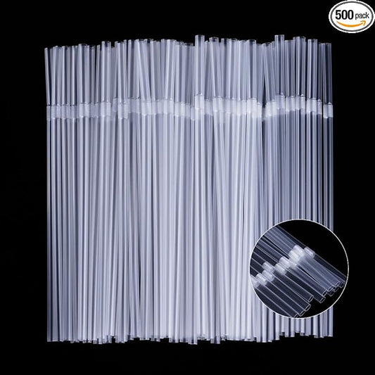 500 Pcs Clear Disposable Plastic Flexible Straws.(0.23'' diameter and 7.7" long)