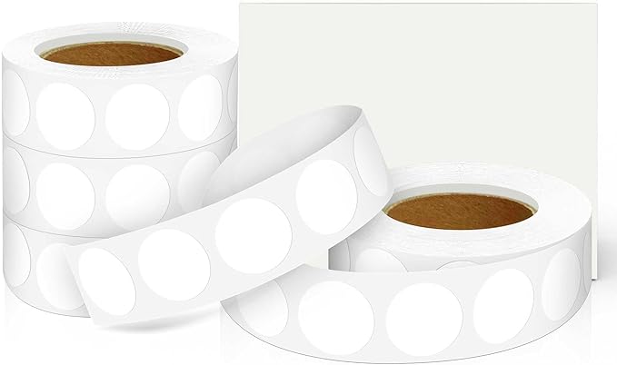 0.75 Inch 4 Rolls of 4000 Colorful Dots Sealing Stickers,3/4"Round Permanent Adhesive Color Coding Labels,White Dots Stickers for Home Decorative, Storage Bins, Moving Containers & Organization