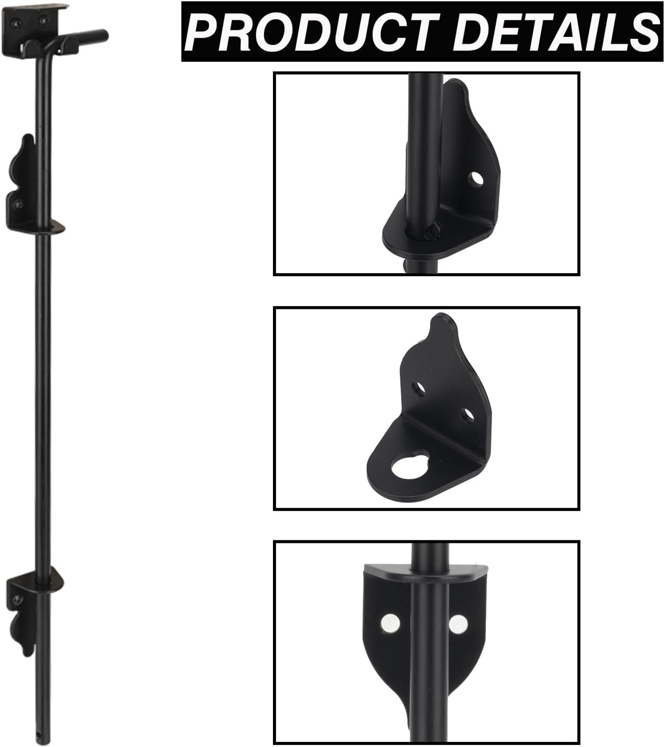 18" Cane Bolt Heavy-Duty Drop Rod for Gate, Gate Ground Latch for Wooden Fences Metal Gates Doors, Metal Gates Doors Stopper for Gate Ground, Wrought Iron Gate Latches, Black Finish(1 Pack)