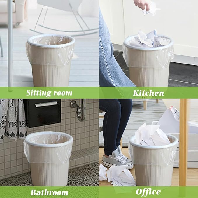 Teivio 1.8 Gallon 120 Counts Strong Trash Bags Garbage Bags, Bathroom Trash Can Bin Liners, Small Plastic Bags for home office kitchen, Clear