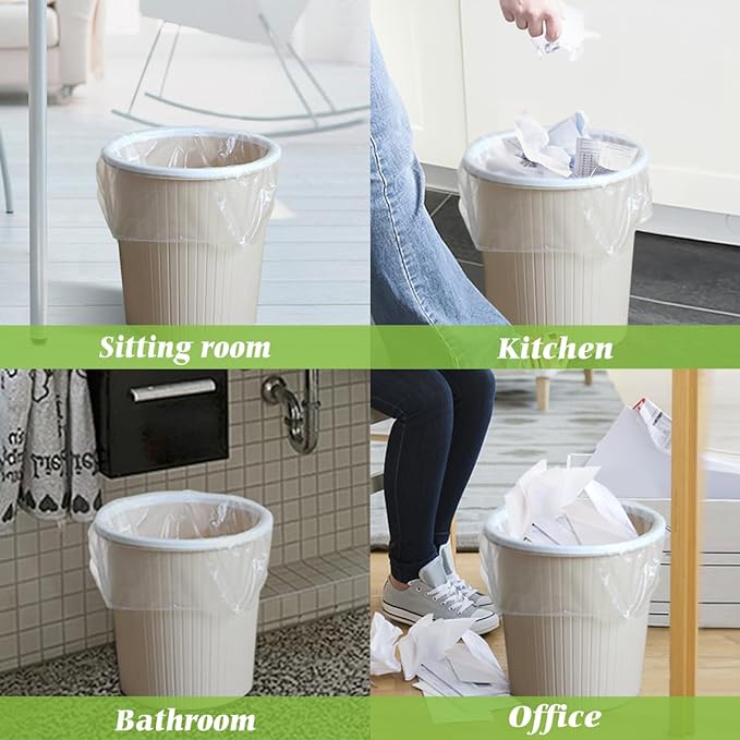 2.6 Gallon 80 Counts Strong Trash Bags Garbage Bags by Teivio, Bathroom Trash Can Bin Liners, Small Plastic Bags for Home Office Kitchen,fit 10 Liter, 2,2.5,3 Gal, Clear